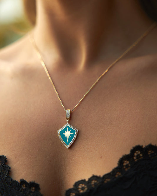 Enameled North Star Necklace