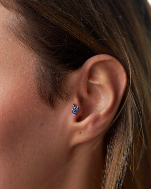 Triple Blue Marquise Tragus