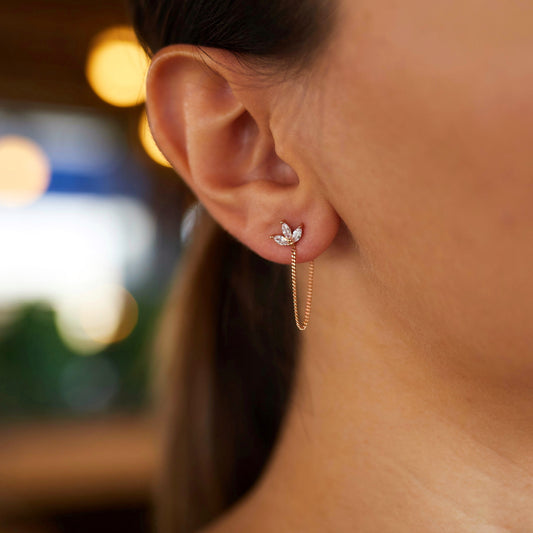 Chain Lotus Earrings