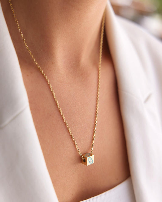 Cube Evil Eye Necklace