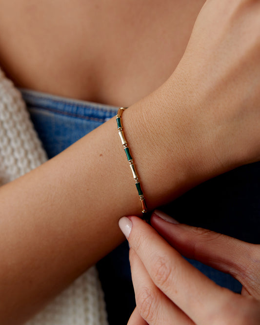 Yeşil Mineli Çubuk Bileklik