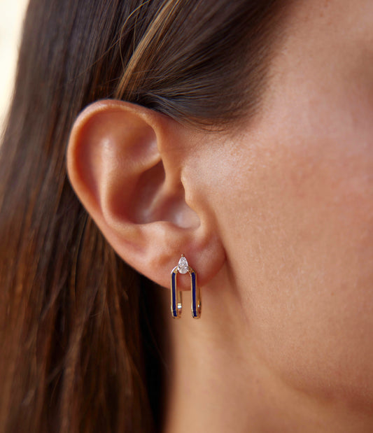 Two Rows of Purple Drop Stone Earrings