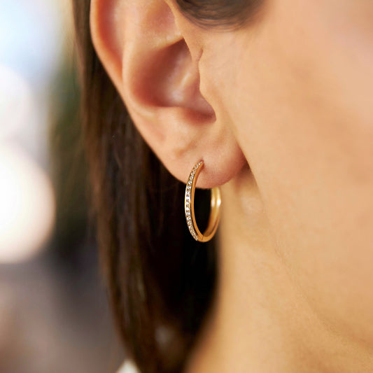 Row of Stone Hoop Earrings