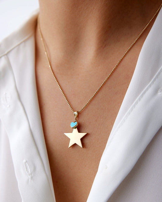 Turquoise Heart Star Necklace