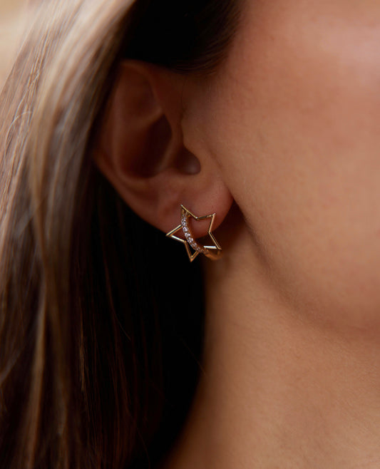 Sıra Taşlı Yıldız Küpe