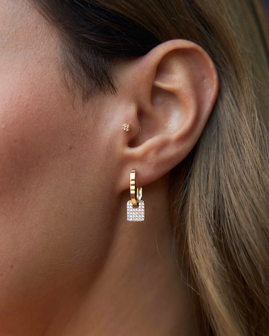 Square Stone Clip Earring