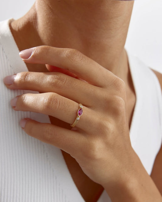 Renkli Mineli Markiz Yüzük