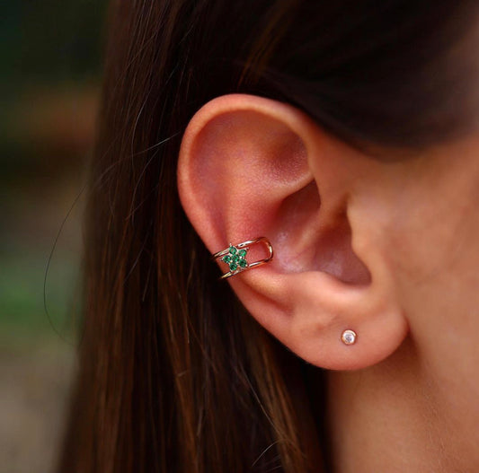 Green Flower Earcuff