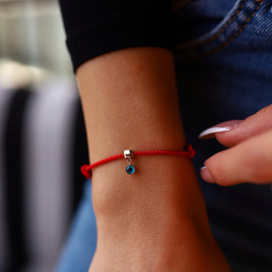 Cube Evil Eye Rope Bracelet