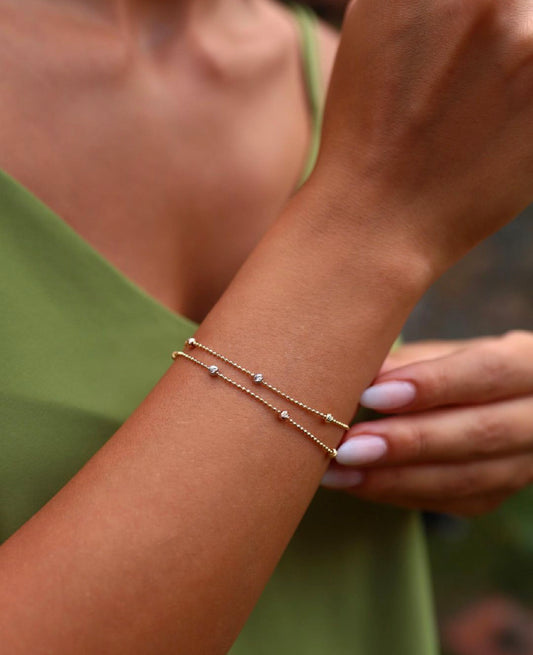 Golf Zincirli Çift Sıra Bileklik