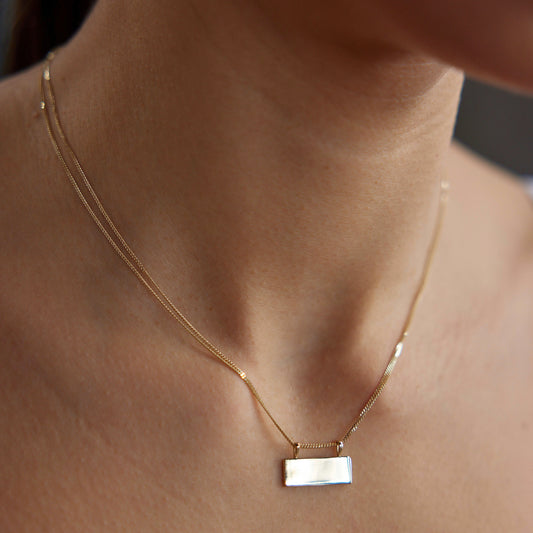 Double Chain Plate Necklace