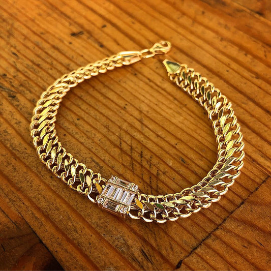 Braided Straw Bracelet with Baguette Clasp