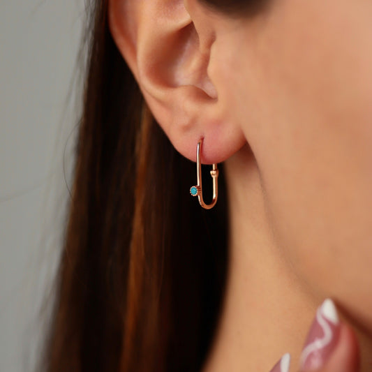 Single stone Turquoise Ataş Earrings