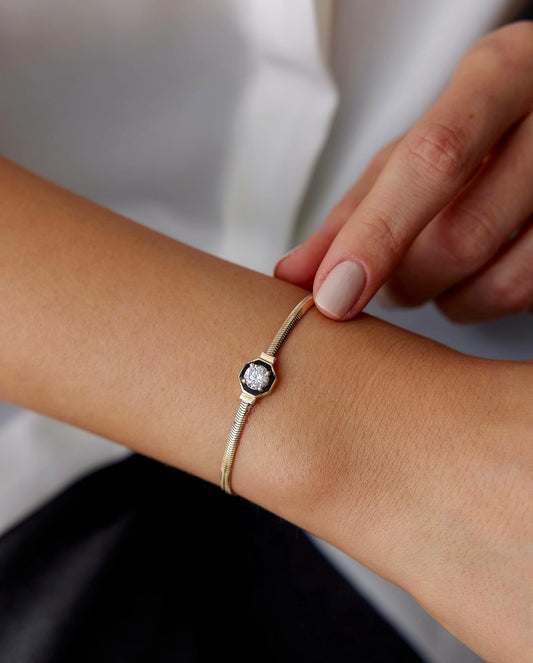 Black Enamel Herringbone Bracelet