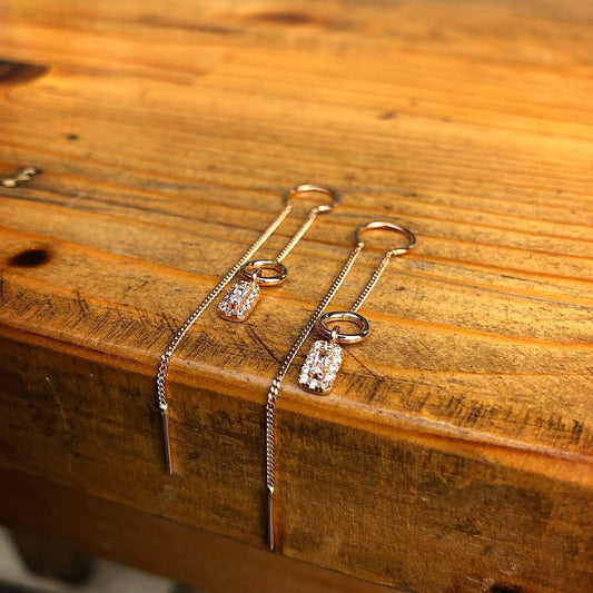 Double Dangle Baguette Stone Earrings