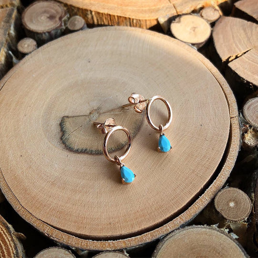 Faceted Turquoise Hanging Earrings
