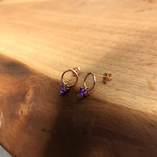 Purple Colored Triple Seed Earrings