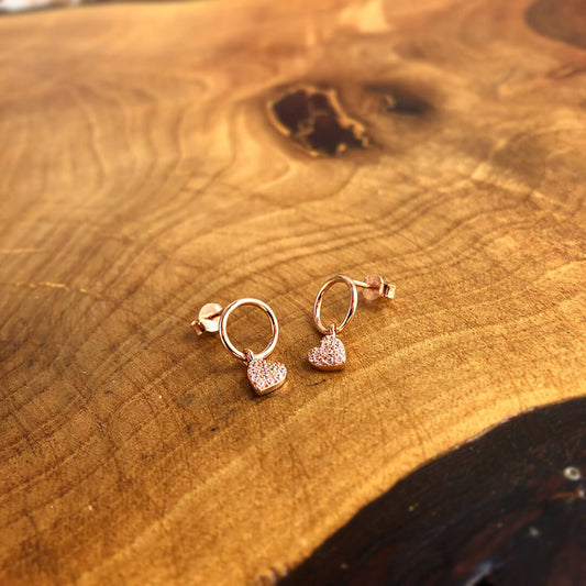 Heart Dangle Hoop Earrings