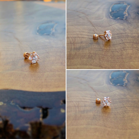 Triple Baguette Stone Tragus Piercing