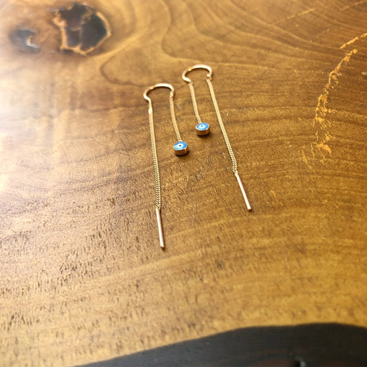 Double Dangle Enameled Eye Chain Earrings