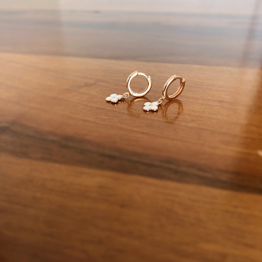 White Clover Hoop Earrings