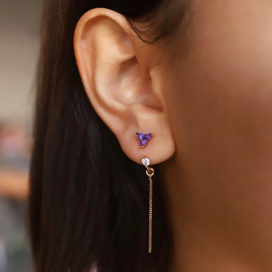 Zincir Sallantılı Mor Tohum Küpe