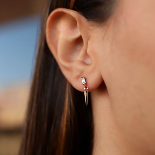 Baguette spearhead earrings