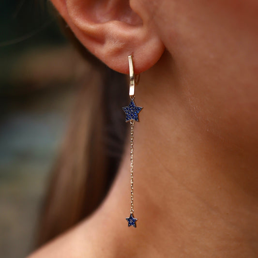 Blue Stone Star Earring