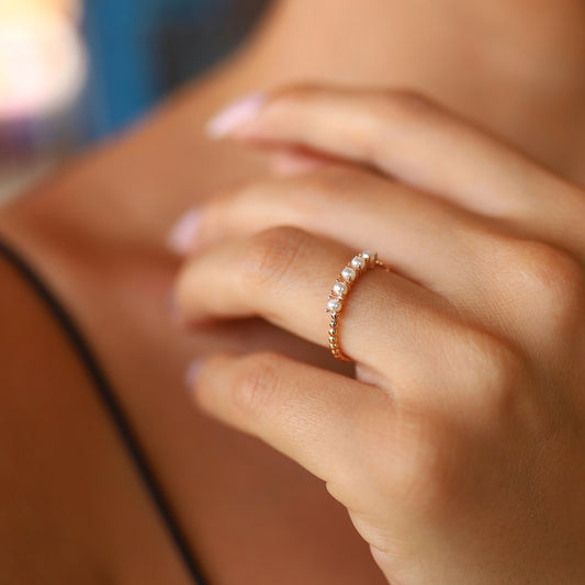 Five Pearl Ball Ring