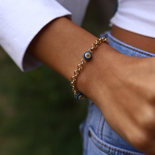 Geniş Doçlu Mini Firuze Nazar Bileklik