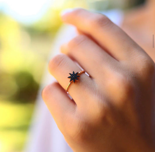 Black Stone Sun Ring