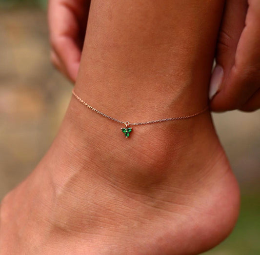 Triple Green Seed Anklet