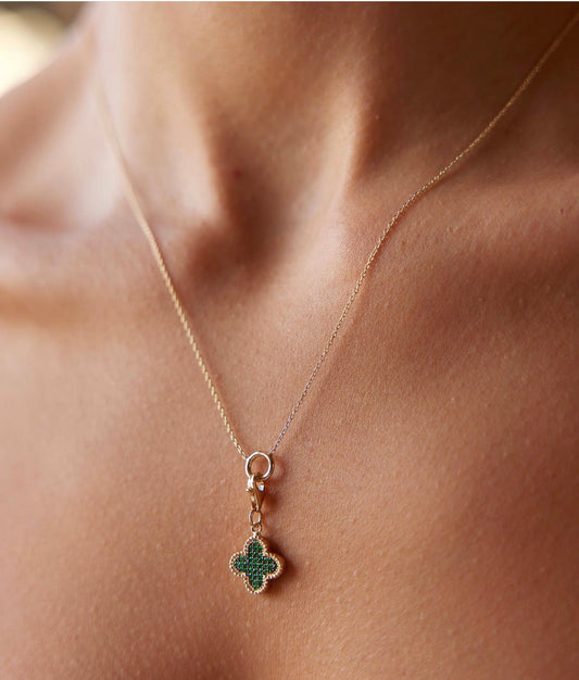 Green Stone Clover Necklace