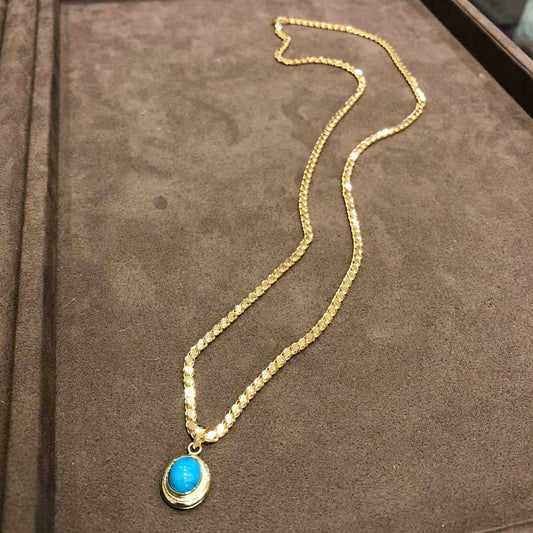 65 Cm Sequin Chain and Turquoise Necklace