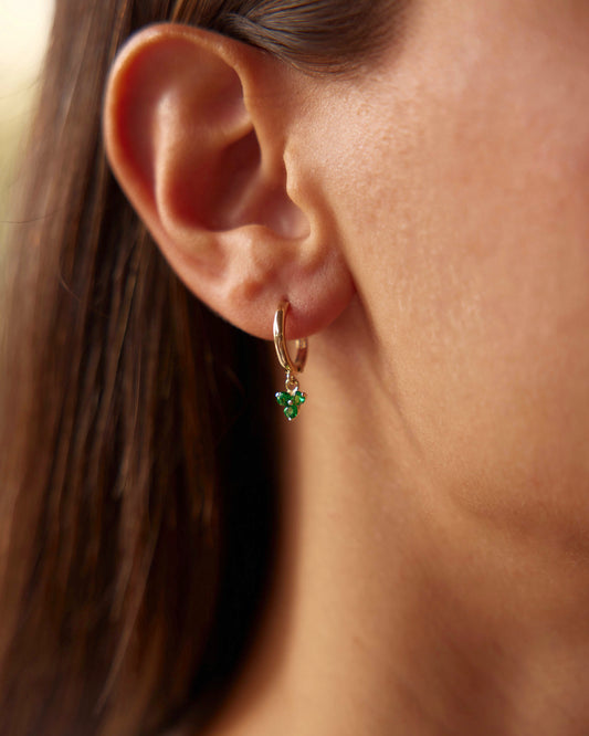 Mini Hoop Green Seed Earrings