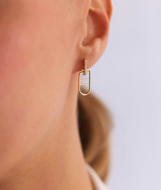Row of Stone Wire Earrings