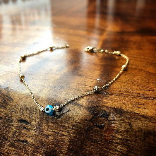 Force Bracelet with Glass Evil Eye Beads