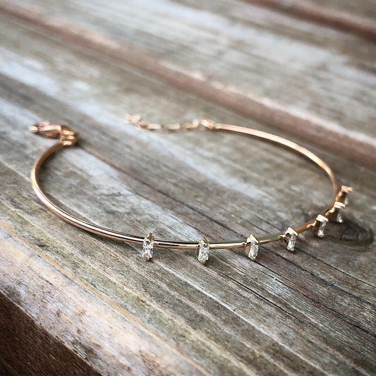 Wire Bracelet with Seven Baguette Stones