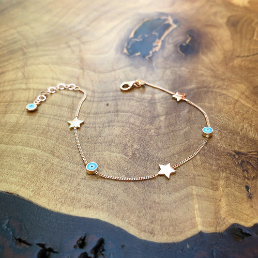 Three Star Evil Eye Bracelet