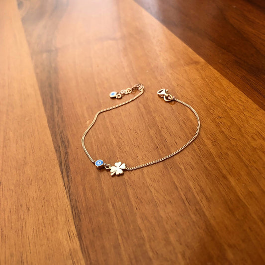 Yonca Ve Mineli Göz İnce Gurmet Bileklik