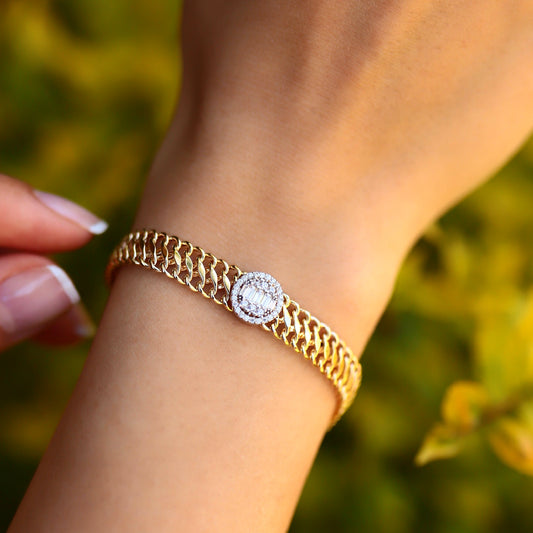 Yuvarlak Tokalı Örgü Hasır Bileklik