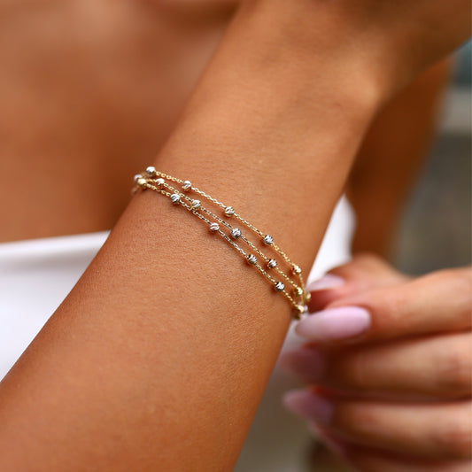 Üç sıra Üç Renk Toplu Bileklik