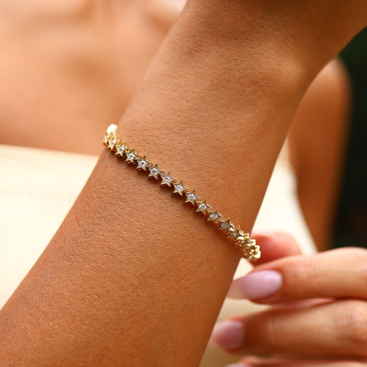 Sıra taşlı Yıldız Bileklik