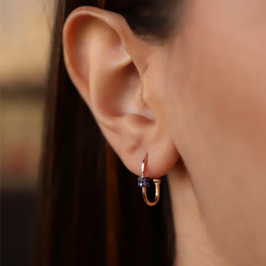 Small paperclip earrings with purple stones