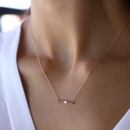 Single Baguette Ball Necklace