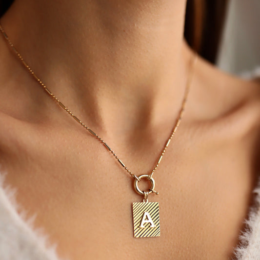 Golf chain letter plate necklace