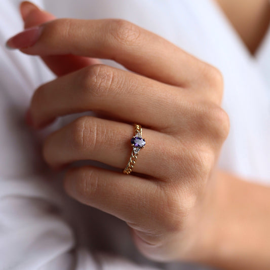 Purple Stone Twist Ring