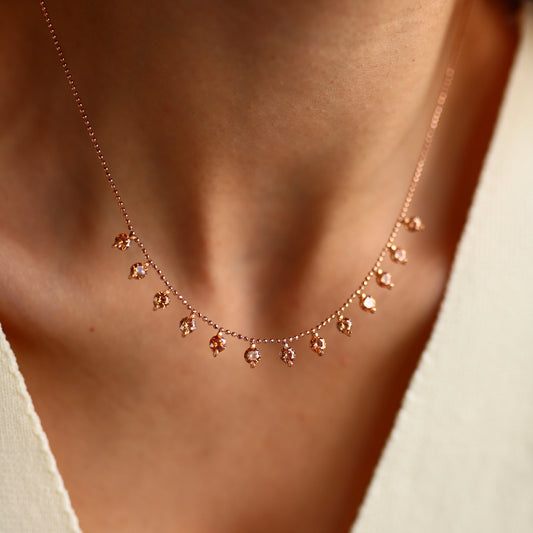 Row of Champagne Stone Necklace