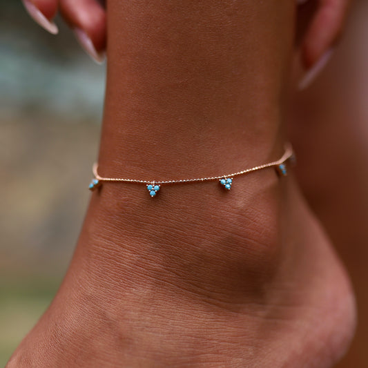 Triple Seed Turquoise Anklet