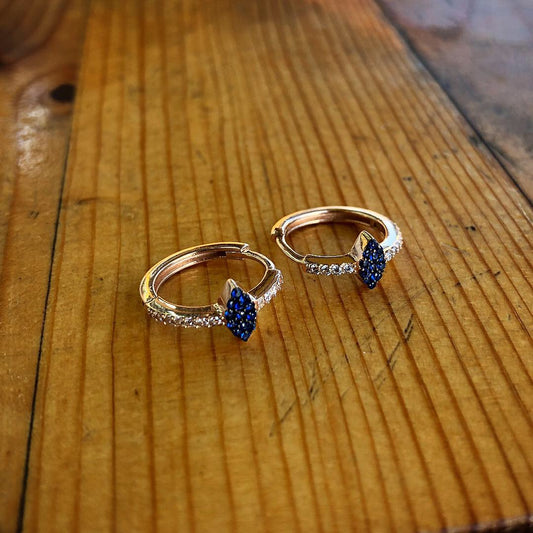 Midnight Blue Stone Hoop Earrings